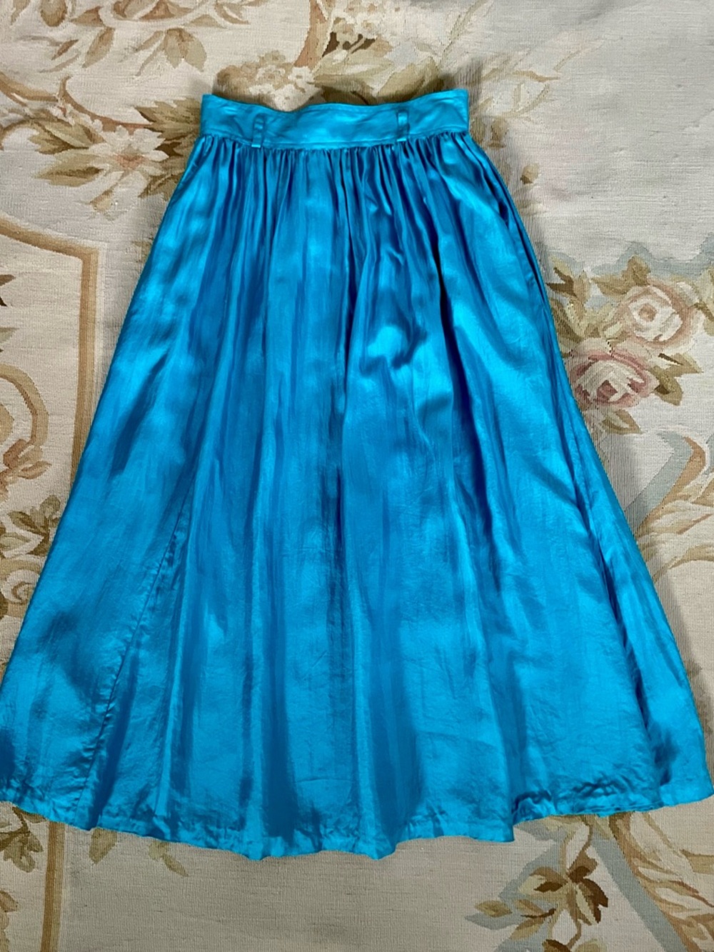 JH Collectibles Silk Full Skirt in Bright Teal cyan Blue